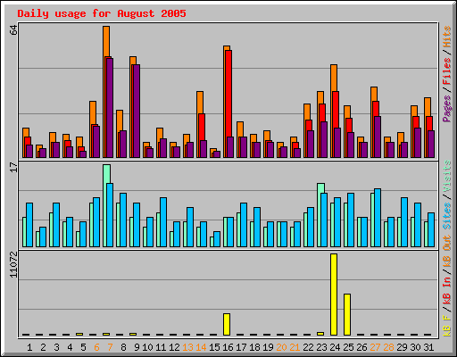 Daily usage for August 2005