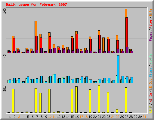 Daily usage for February 2007