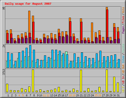 Daily usage for August 2007