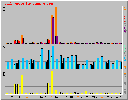 Daily usage for January 2008