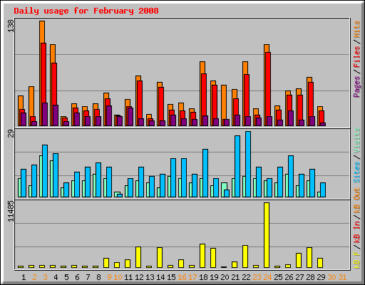 Daily usage for February 2008