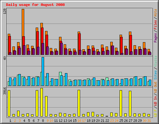 Daily usage for August 2008