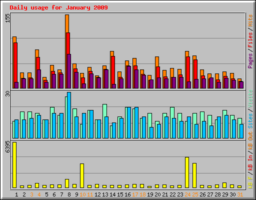 Daily usage for January 2009