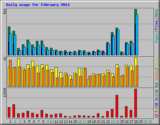 Daily usage for February 2013