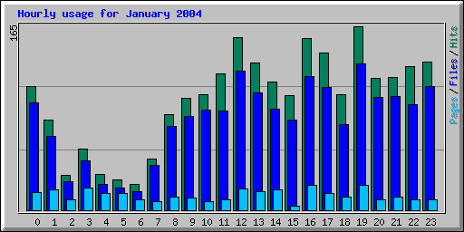 Hourly usage for January 2004