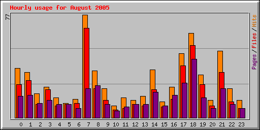 Hourly usage for August 2005