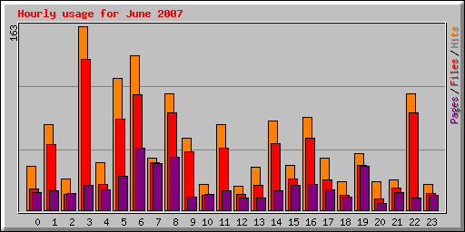 Hourly usage for June 2007