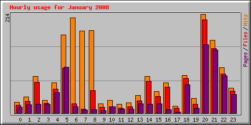 Hourly usage for January 2008
