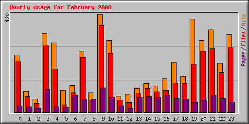 Hourly usage for February 2008