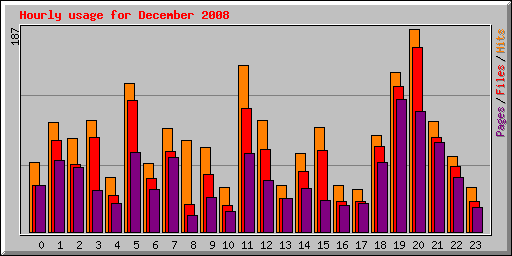 Hourly usage for December 2008