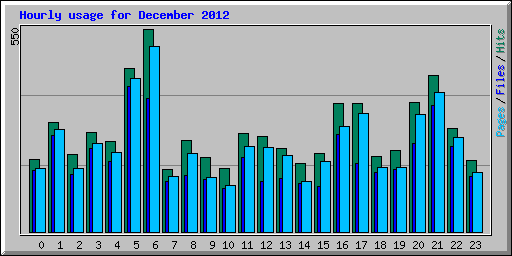 Hourly usage for December 2012