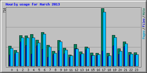 Hourly usage for March 2013